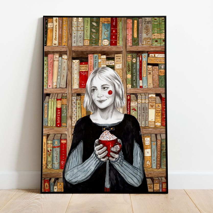 Pintura original "Cozy Bookshop"