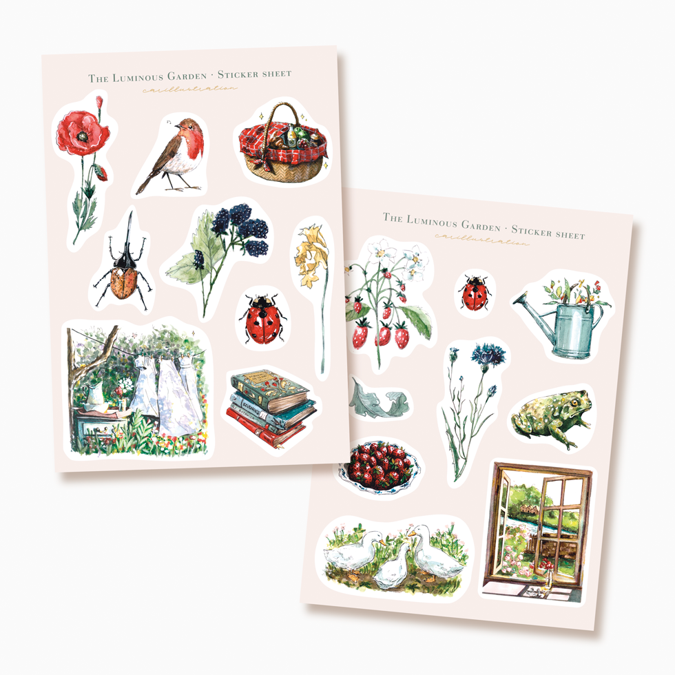 pegatinas decorativos adhesivos papeleria carillustration primavera garden jardin naturaleza