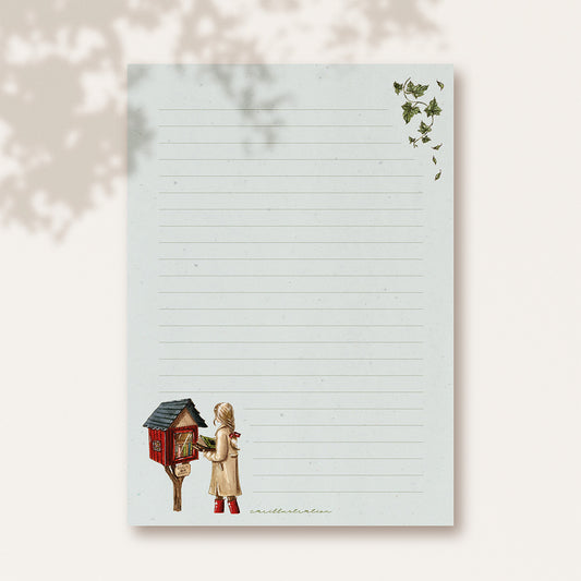 Bloc papel de carta niña casita