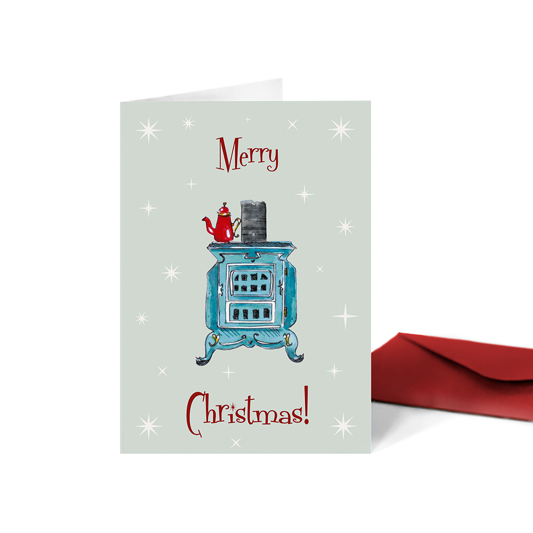 Tarjeta navideña Chimenea