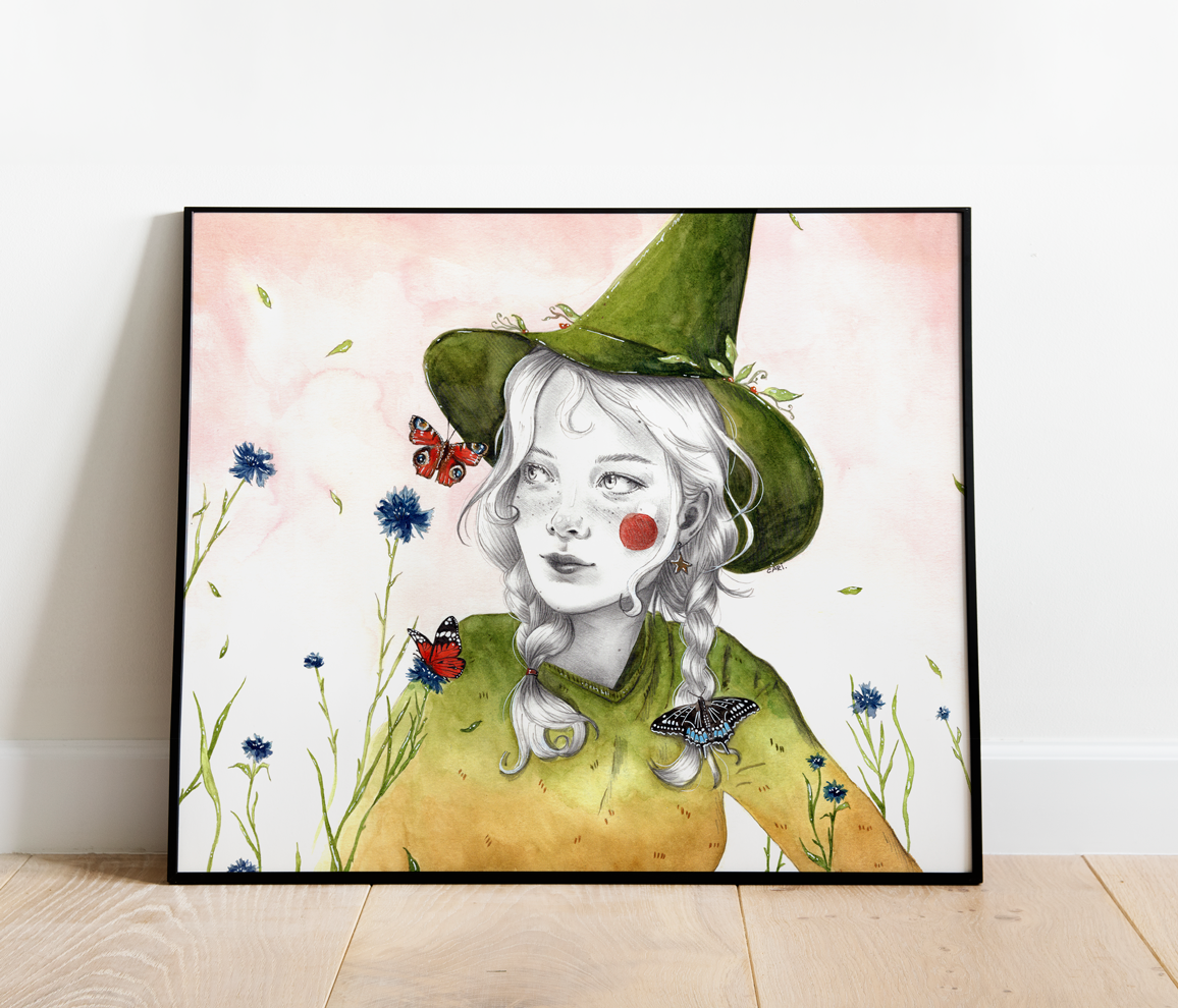 Pintura original "La Bruja Verde"