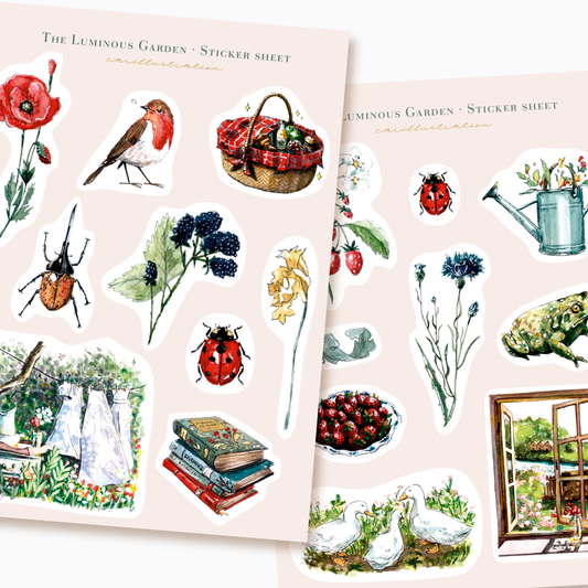 pegatinas decorativos adhesivos papeleria carillustration primavera garden jardin naturaleza