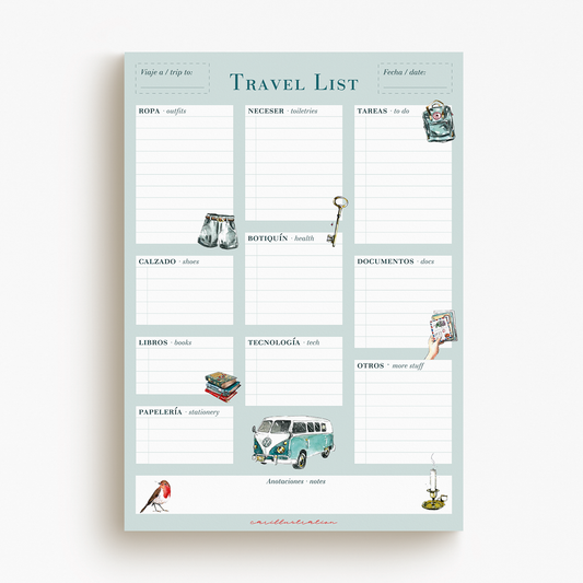 bloc 25 paginas notepad lista de viajes organizador maleta equipaje de viaje de verano ilustrado carillustration summer