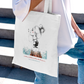 bolsa tela algodon ilustrado carillustration chica peliblanca tote bag moda intensity blanco verano summer viaje